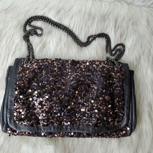 NWT Elie Tahari Camille Sequin Shoulder Bag Handbag Buttery Soft Chain Handle